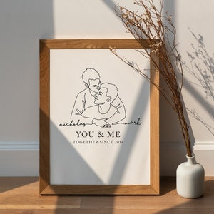 Gay couples anniversary print, Personalised valentines gifts for him, Personalised gift for him, Gift for husband, Gay couple wall print image 1