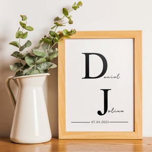 Personalised Name & Initial Print | Personalised Valentines Gift | Custom Valentine, Wedding and Anniversary gift | Gift for him and her