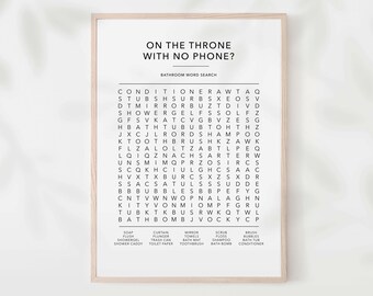 Forgot Your Phone Bathroom Puzzles | Word Search | Bathroom Printable | Funny Bathroom & Toilet Sign | Instant Download | Home Decor