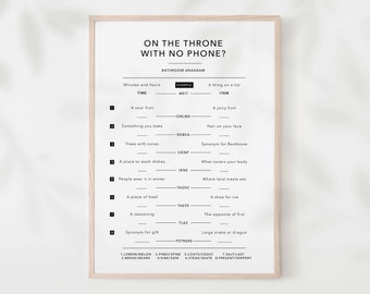 Forgot Your Phone Bathroom Sign, Anagram Riddles, Bathroom prints, Bathroom Puzzle wall art, Bathroom decor, Bathroom wall art