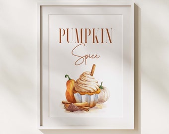Autumn Pumpkin Print, Pumpkin Spice, Hello Autumn Print, Autumn Wall art, Fall print, Printable Autumn Decor, Pumpkin printable wall art