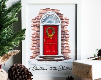Personalised Christmas print, Christmas wreath, Family Christmas prints, Printable Christmas wall art, Christmas Decoration, Christmas gift
