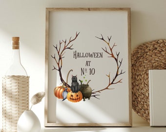 Personalised Halloween Wreath Print, Halloween At, Halloween Family print, Pumpkin family print, Halloween wall art, Printable Halloween art