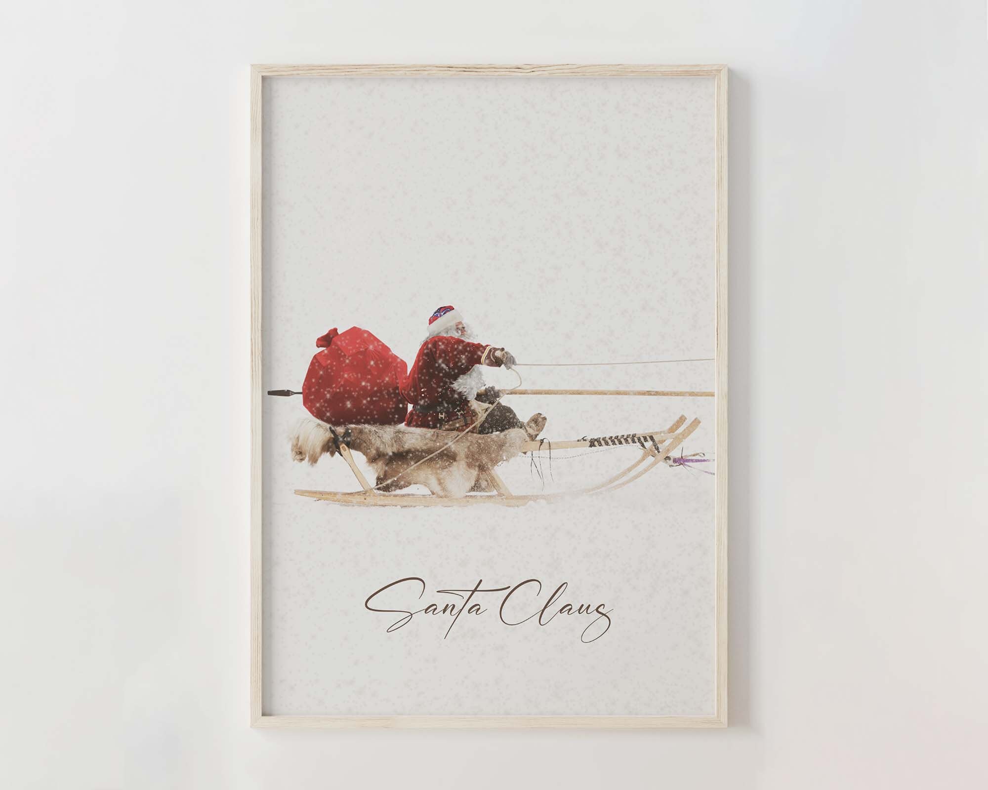 Santa Claus With a Sleigh Print | Set of 3 | Gallery Wall Art ...