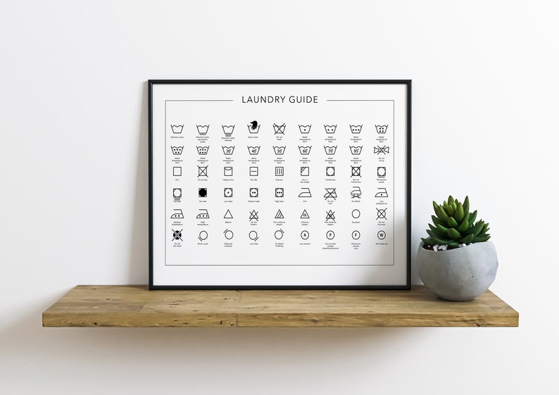Horizontal Laundry Care Guide Poster, Laundry Room Decor, Laundry Sign ...