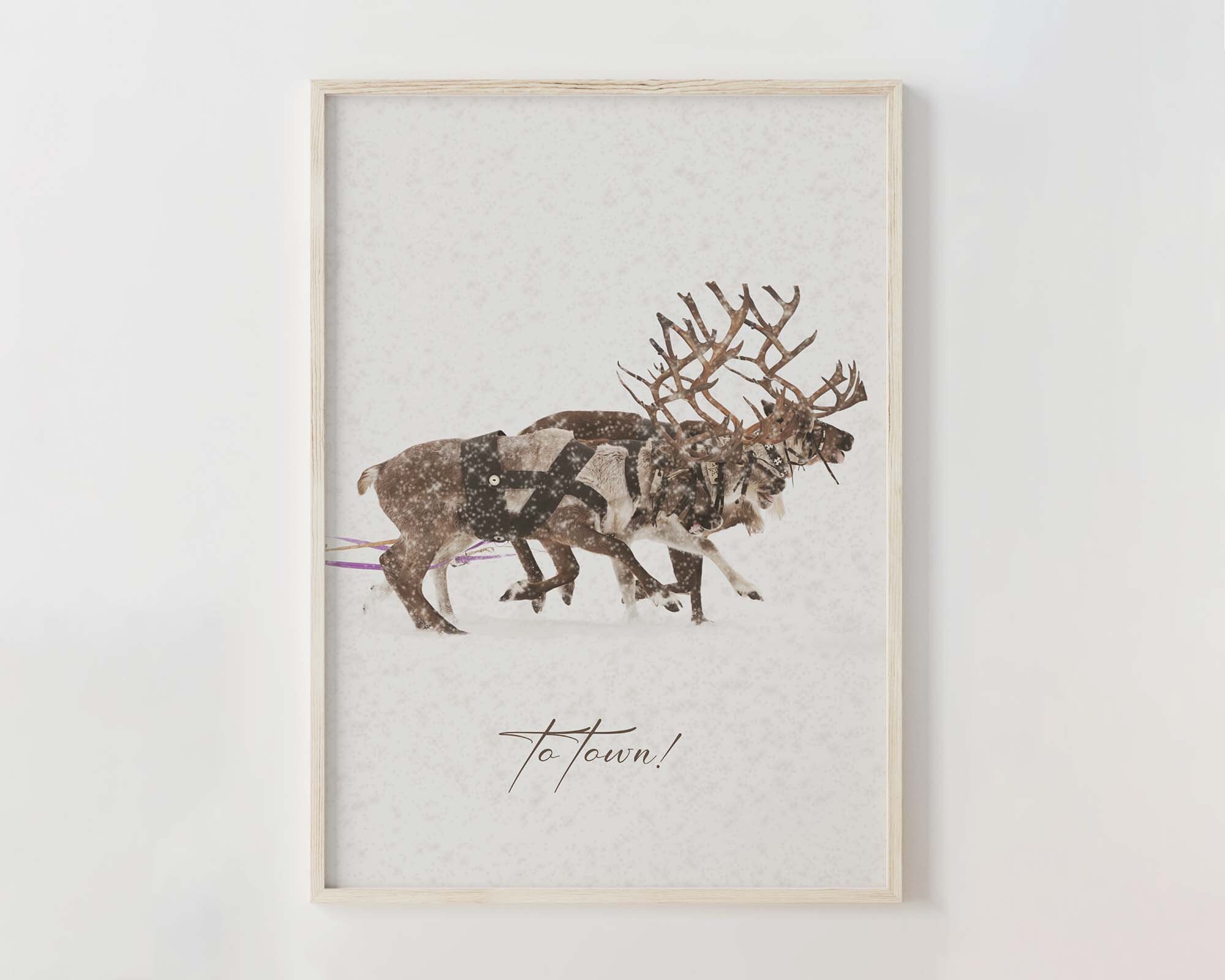 Santa Claus With a Sleigh Print | Set of 3 | Gallery Wall Art ...