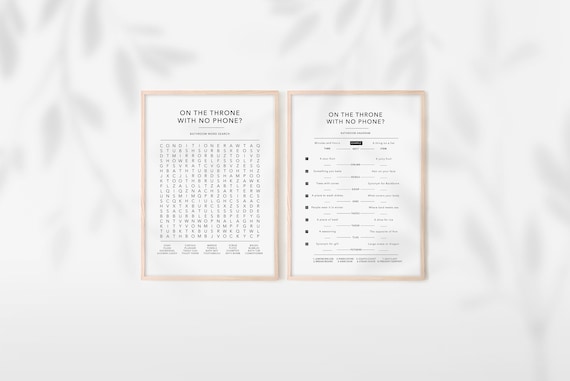 Forgot Your Phone Bathroom Sign, Anagram Riddles and Word Search, Bathroom Puzzles, Bathroom Printable Set, Funny Bathroom & Toilet Sign