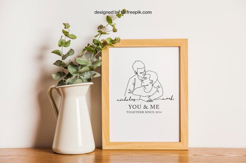 Gay couples anniversary print, Personalised valentines gifts for him, Personalised gift for him, Gift for husband, Gay couple wall print image 3