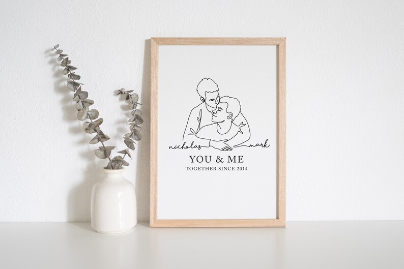 Gay couples anniversary print, Personalised valentines gifts for him, Personalised gift for him, Gift for husband, Gay couple wall print image 2