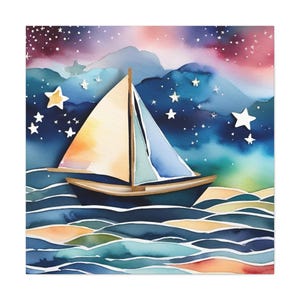 Nautische Küstenboot Schiff Leinwand Wandkunst, Nautische Wandkunst, Nautische Kinderzimmer, Küsten Dekor, Baby Kinderzimmer Hauswand Dekor, Boot Schiff Kunst