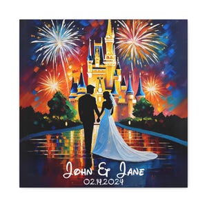 Custom Disney Wedding Anniversary Canvas Wall Art, Disney Bride and Groom, Custom Wedding Gift, Disney Wedding Gift, Custom Anniversary Gift