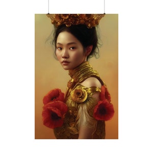 Hmong Golden Poppy Asian Queen Matte Wall Art Print Poster, Hmong Wall Art Print, Hmong, Hmong Home Decor, Home Decor, Asian Wall Art Print