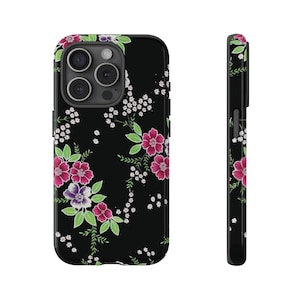Black Hmong Ntaub Lis Loos Tough Phone Case, Hmong Phone Cases, Hmong Gifts, Floral Phone Cases, Hmong iPhone Cases, Hmong Samsung Cases