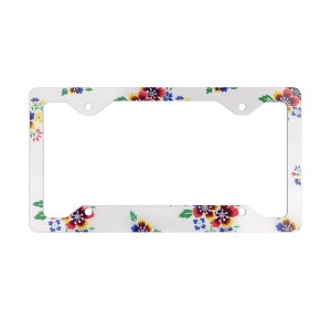 White Hmong Floral Ntaub Lis Loos Metal License Plate Frame, Hmong, Hmong Gifts, Floral License Plate Frame, Hmong Christmas Gifts