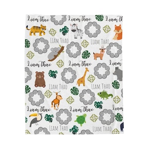 Custom Hmong Baby Animal Velveteen Plush Blanket, Hmong Baby Blanket, Hmong Babyshower Gifts, Hmong Baby Gifts