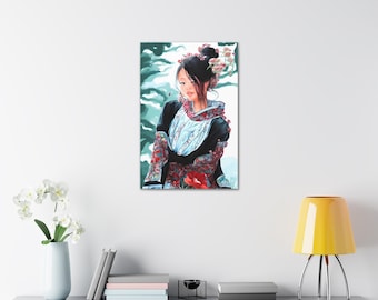 Hmong Girl Winking, Hmong Wall Art Print on Canvas, Hmong Wall Art, Hmong Art Prints, Asian Art, Asian Art Prints on Canvas