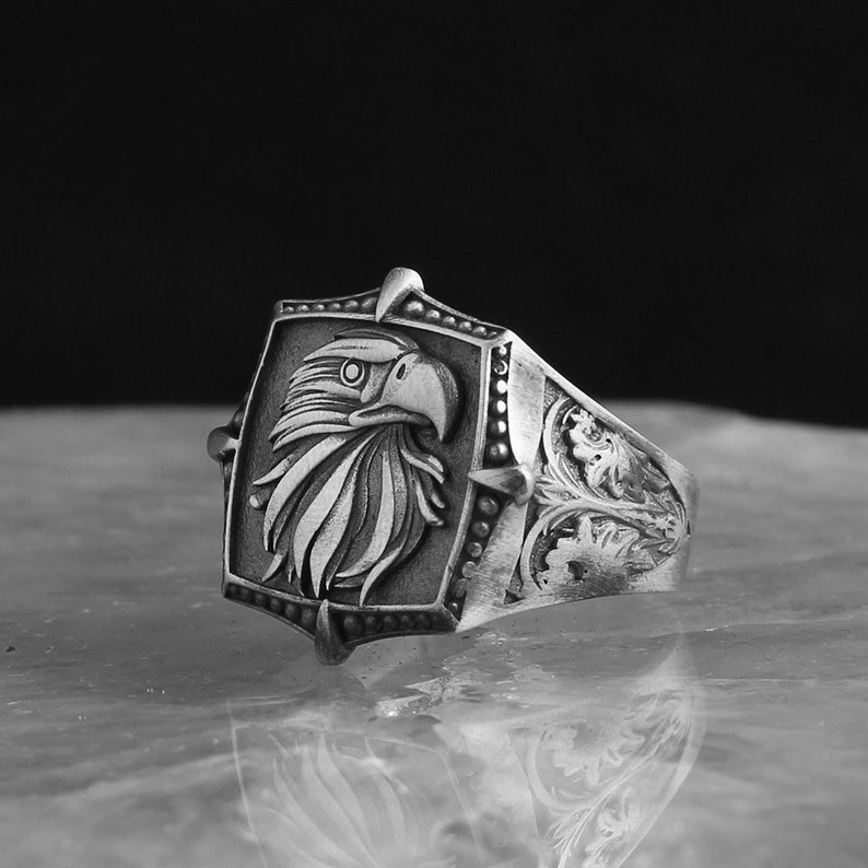 Eagle Men Ring 925 Sterling Silver Ring Eagle Ring Rings Etsy