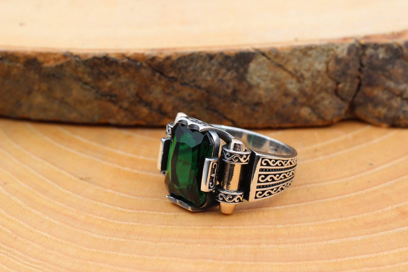 Emerald Men's Ring Handmade Men's Ring Ottoman - Etsy