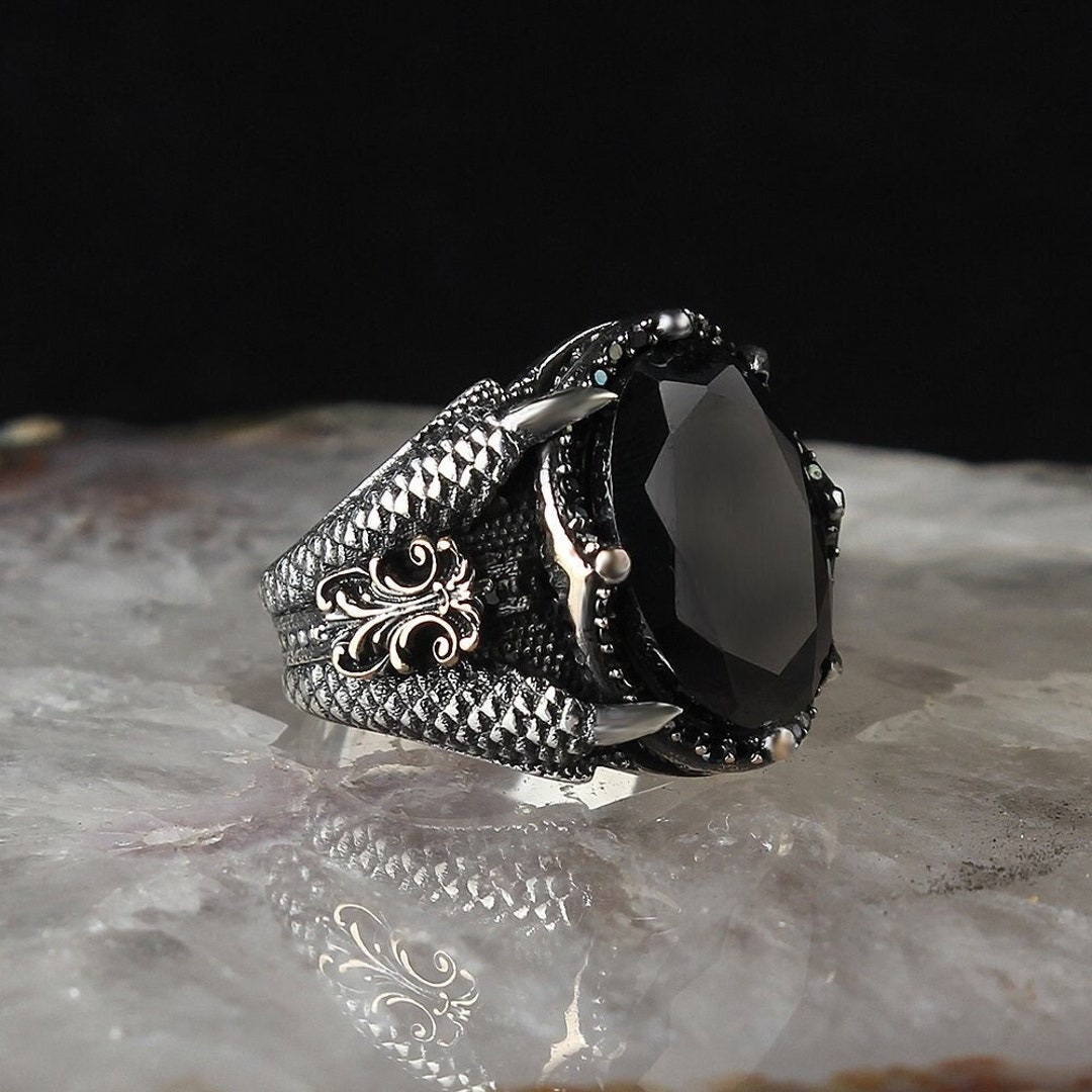 Handmade Men Ring, Onyx Claw Men Ring, Ottoman Men Ring, 925 Sterling ...