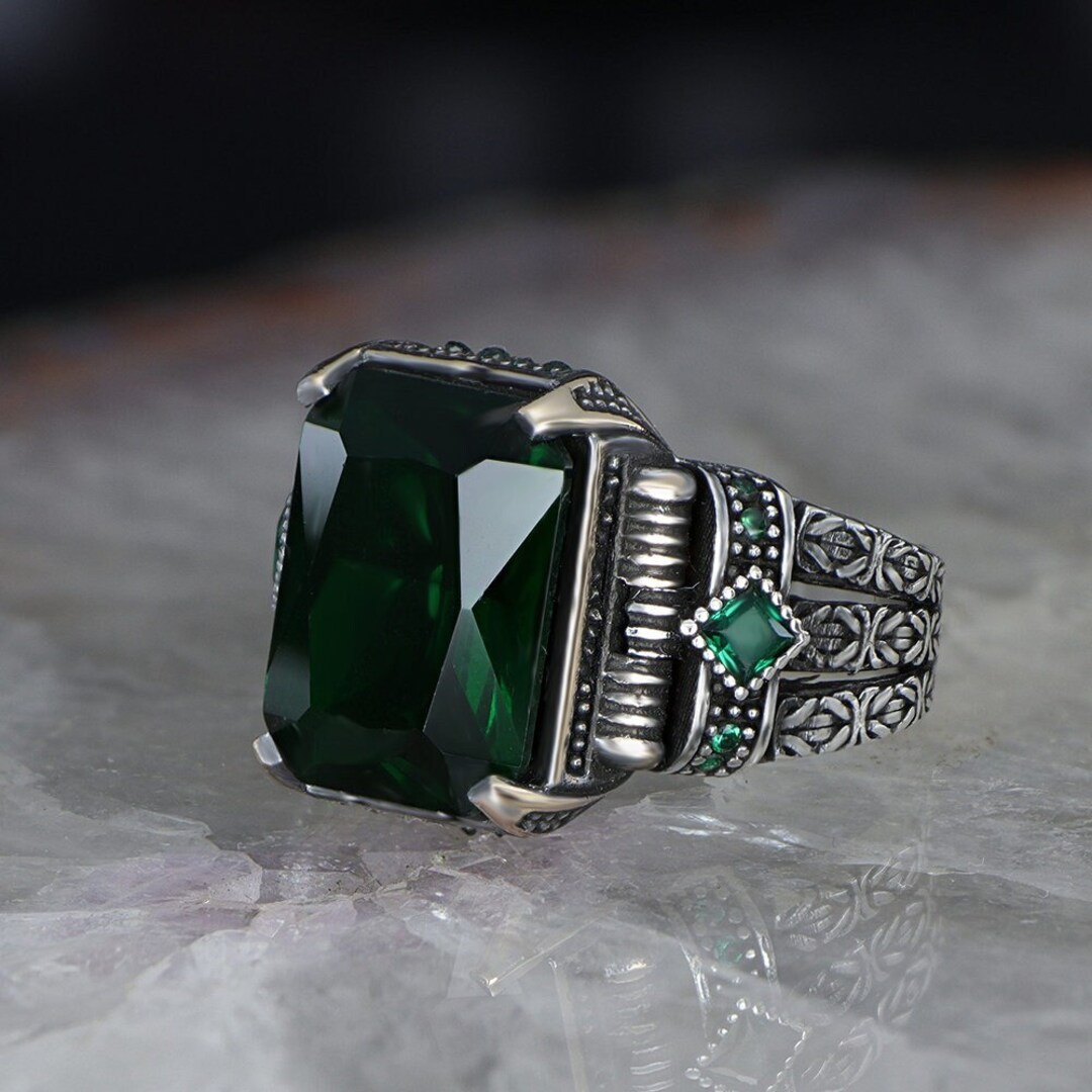 Emerald Men's Ring, Handmade Men's Ring, Ottoman Men's Ring, 925 ...