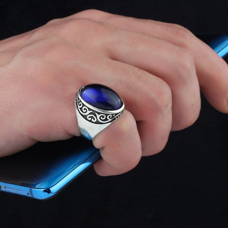 Sapphire Men's Ring Handmade Men's Ring Ottoman Etsy