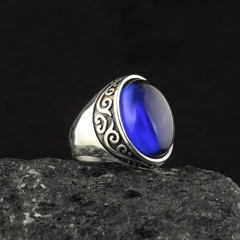 Sapphire Men's Ring Handmade Men's Ring Ottoman Etsy