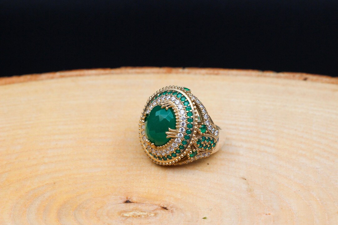 Emerald Women's Ring, Handmade Ladies Ring, Ottoman Women's Ring, 925k ...
