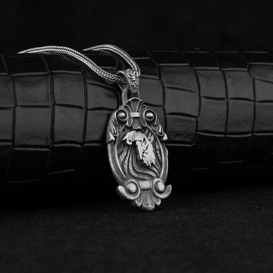 Eagle Men Necklace, 925 Sterling Silver Necklace, Oxidized Eagle Necklace, Eagle Necklace With