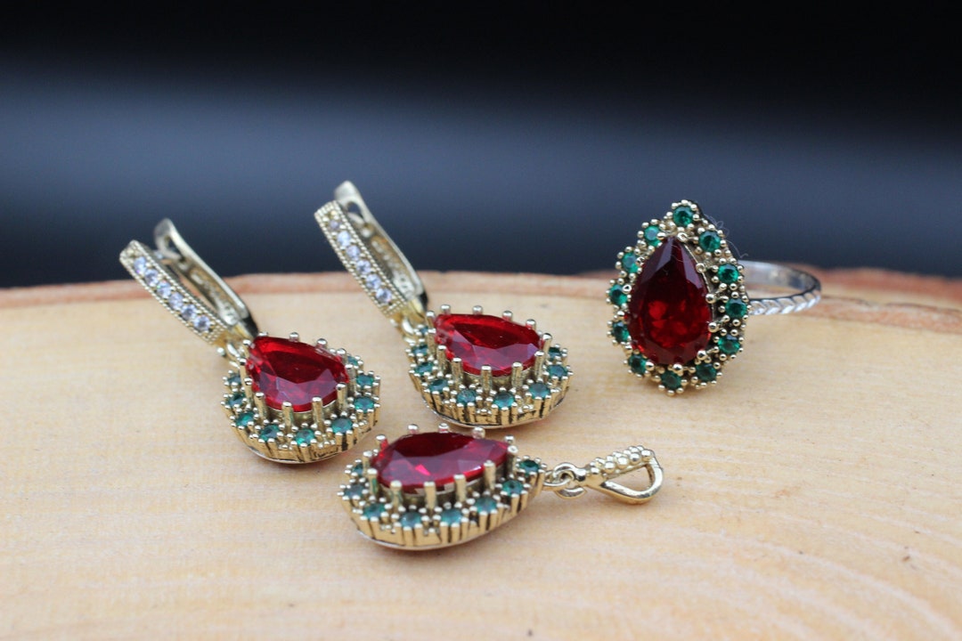 Ruby Women's Set, Handmade Ladies Set, Ottoman Women's Set, 925k ...