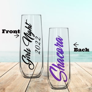 Personalized Girls Night/Trip/Weekend Stemless Champagne Flute, Best friends Wine Glasses, Girls getaway, Girlfriends