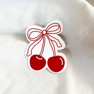 Bow & Cherries Sticker | Cherry Sticker | Croquette | Bow | Bow Design | Bow Sticker | Laptop Sticker | Stickers | Laptop | Water Bottle