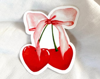 Love for Cherries Sticker | Bow Sticker | Bow Cherries | Croquette Design | Croquette Sticker | Decal | Stickers | Laptop Sticker | Gift