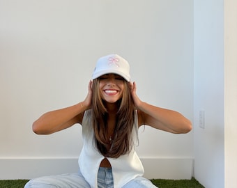 Bow&#39;s About You Hat | Hat | Coquette | Bow | Pink Bow | Varsity Hat | Beach Hat | Trucker Hat | Cap | Bow Design | Gift | Trendy | VSCO