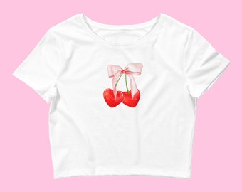 All The Love Cherry Baby Tee | Baby Tee | Cherries | Cherry | Cherry Baby Tee | Shopping | Gift | Croquette Baby Tee | Baby Tees | Sorority