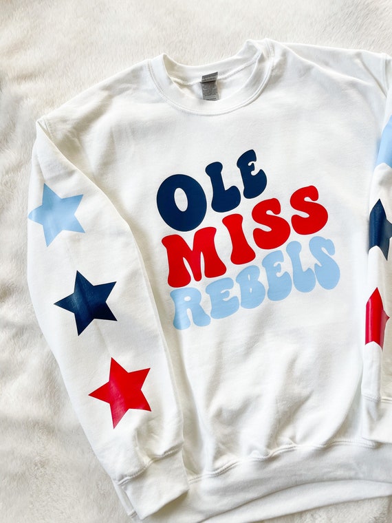White ole 2025 miss sweatshirt
