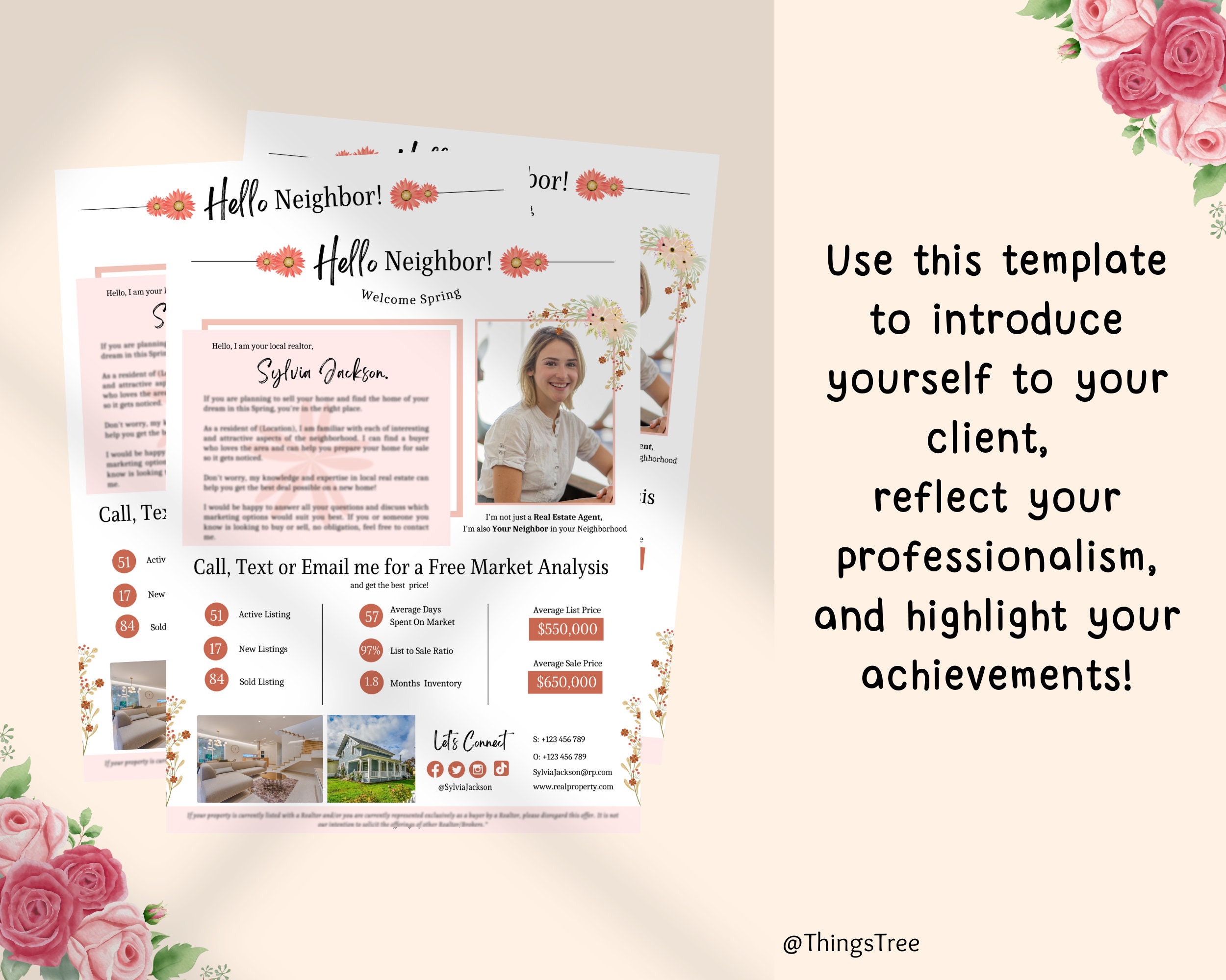 Hello Neighbor Flyer| Real Estate Template| Spring Real Estate ...