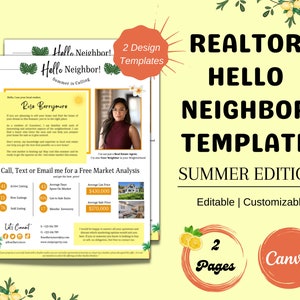 Folleto de Hola vecino/Plantilla de bienes raíces/Marketing de bienes raíces de Hola verano/Carta para nuevos agentes/Carta de agricultura para agentes inmobiliarios/Imán principal para agentes inmobiliarios