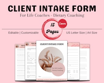 Life Coaching | New Client Intake Form | Health Coaching | Life Coach Document |Coaching Contract|Coaching Tools | Life Coaches| Lead Magnet
