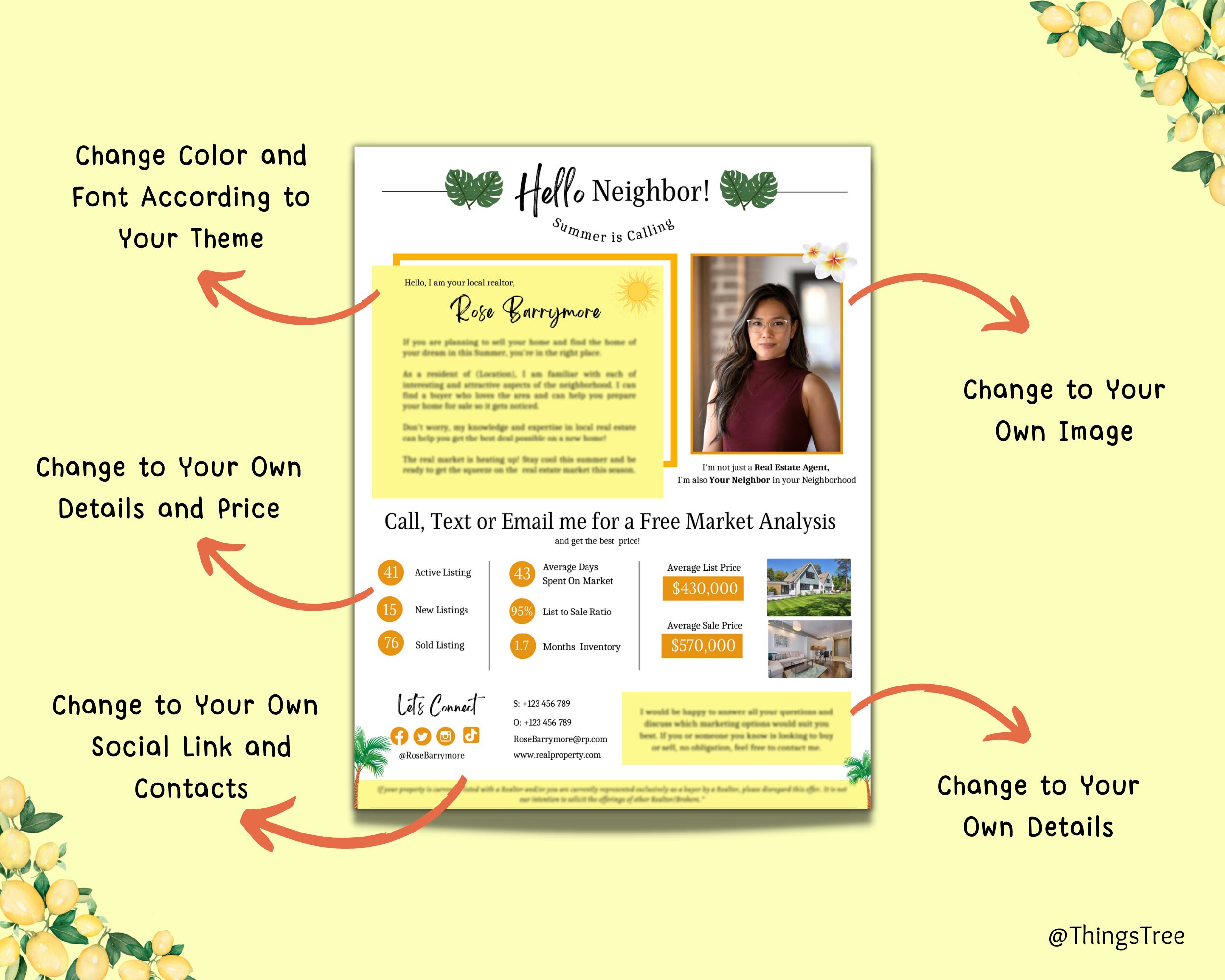 Hello Neighbor Flyer|real Estate Template| Hello Summer Real Estate ...