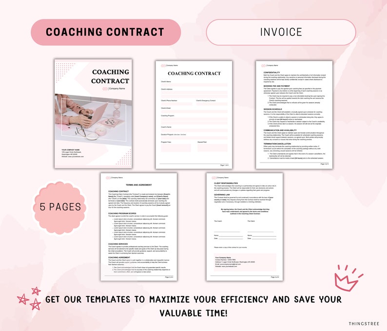Client Coaching Agreement Template, Invoice Template,done for You,life ...