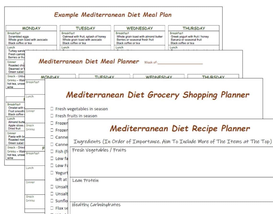 Mediterranean Diet Printable Meal Planner - Etsy