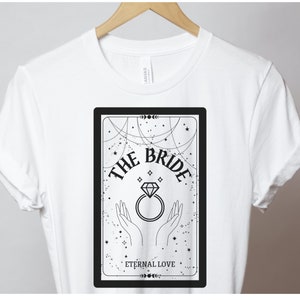 Chemise de mariée de carte de tarot, chemise de célibataire céleste, chemise de mariée sorcière, chemise de célibataire boho, bachelorette de diseuse de bonne aventure