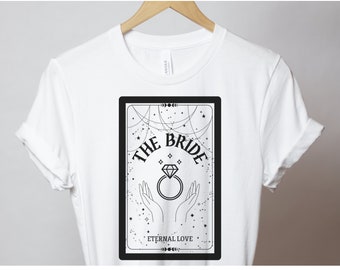 Camisa de noiva com cartas de tarô, camisa de despedida de solteira celestial, camisa de noiva bruxa, camisas de despedida de solteira boho, despedida de solteira cartomante