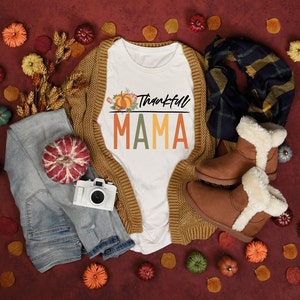Thankful Mama Shirt, Thanksgiving T-Shirt, Gift For Mama, Gift For Thanksgiving, Thanksgiving Dinner Gift, Fall Shirt, Gift For Mom