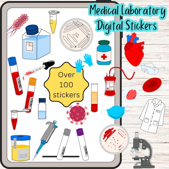 Medical Laboratory Digital Stickers for Notes and Presentations