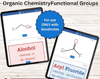 Organic Chemistry Functional Groups Digital Flashcards for Goodnotes