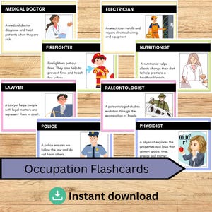 Flashcards de ocupações para crianças – imprimíveis divertidos e educativos!