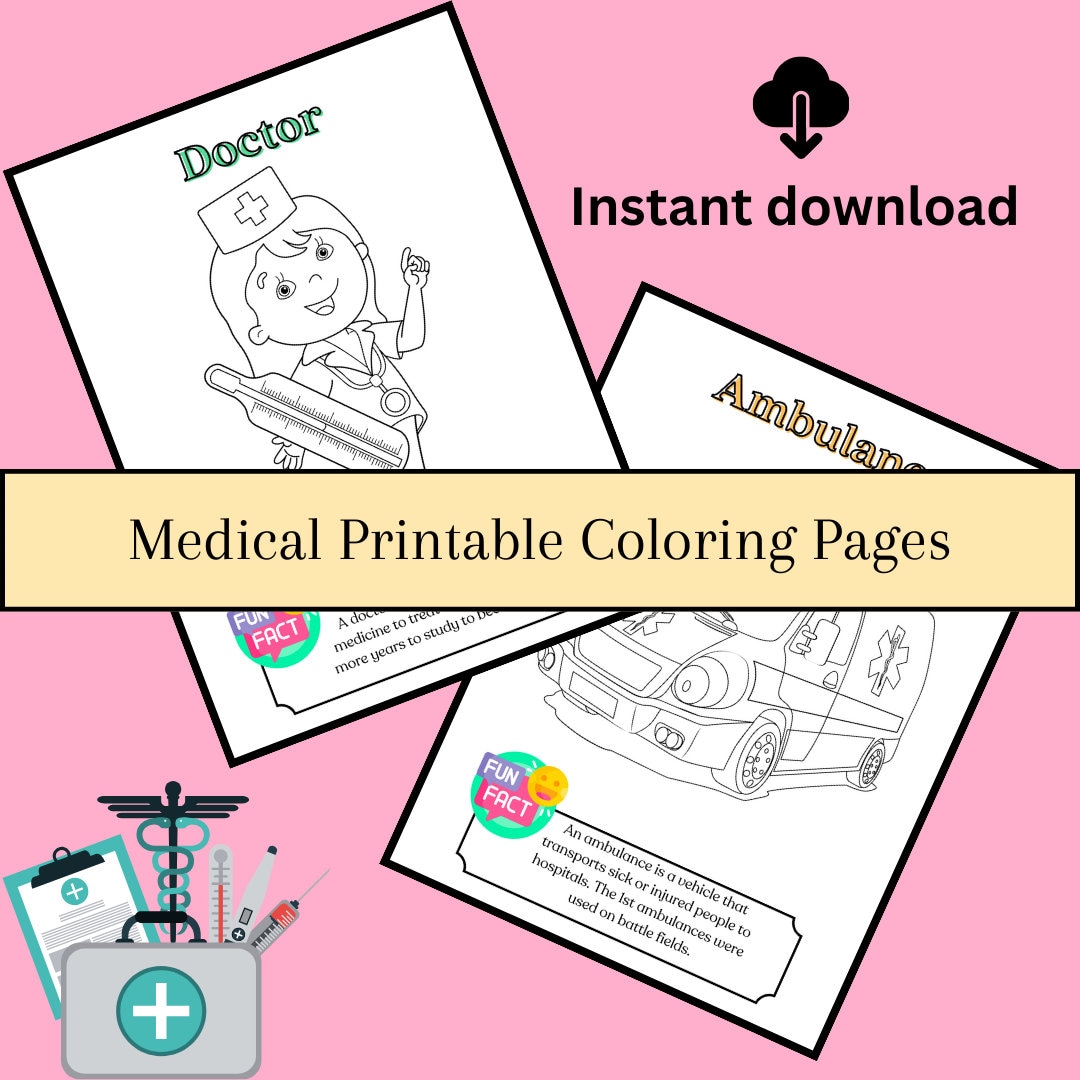Medical Coloring Pages for Kids Printable Coloring Book - Etsy