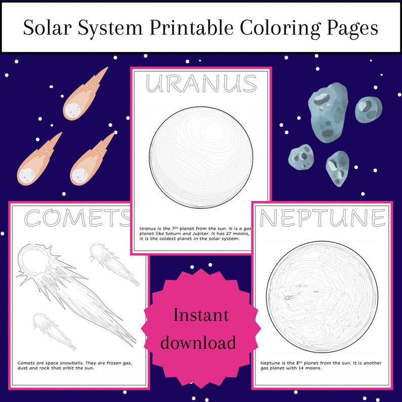 Solar System Printable Coloring Book Pages for Kids in Preschool ...