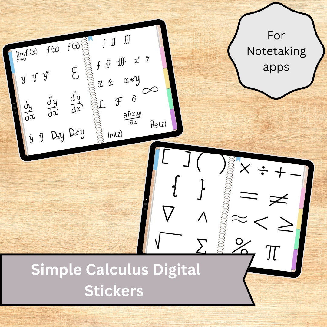 Math Calculus Digital Stickers, Symbols and Clip Art for Goodnotes ...